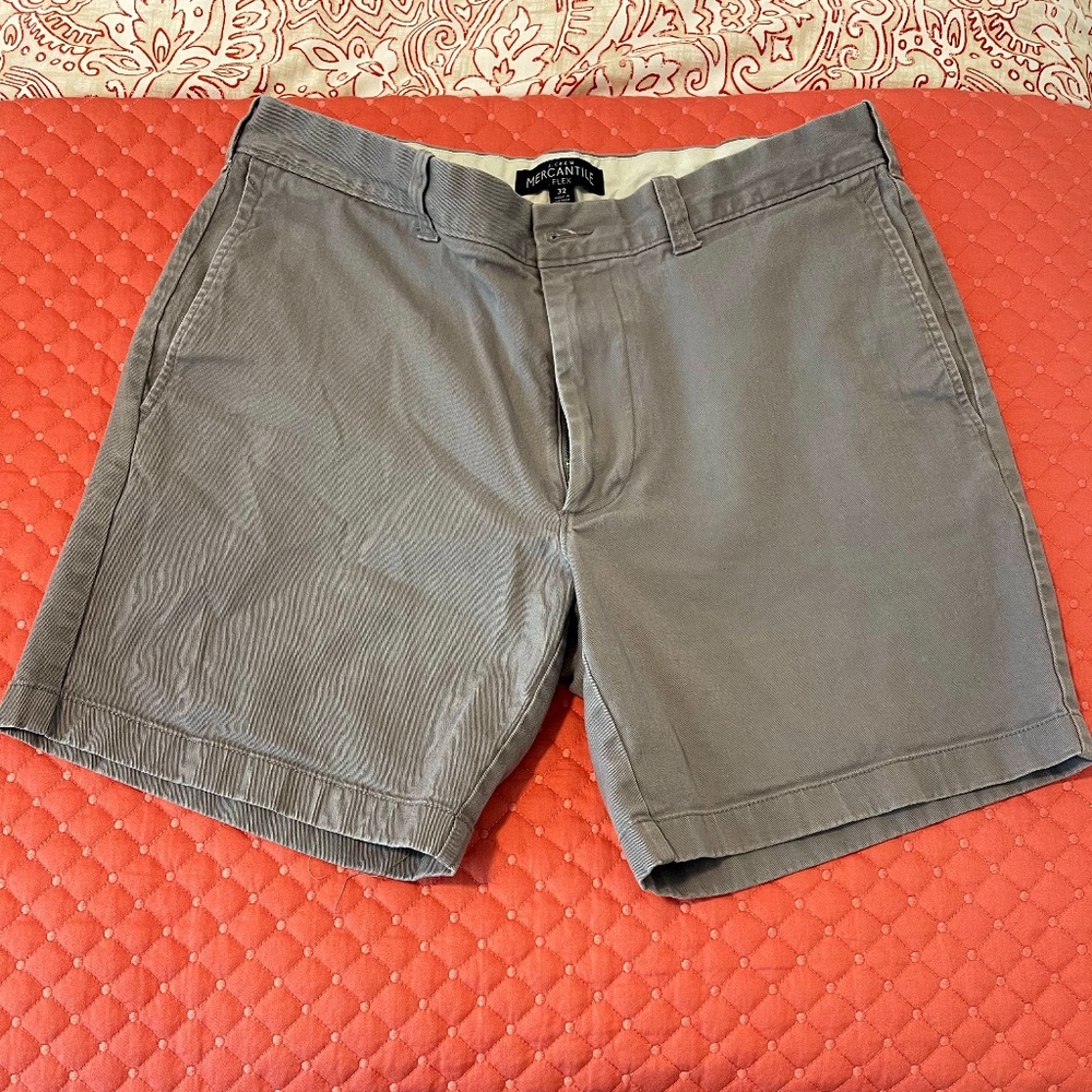J.Crew Men's Mercantile FLEX, Gray, Shorts, 32 Waist Size